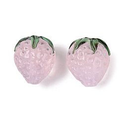 Pink Бусины лэмпворк , клубника, розовые, 14~16x11.5~13.5 мм, отверстие : 1.2~1.8 мм