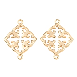 Real 18K Gold Plated Brass Connector Charms, Rhombus Charm, Real 18K Gold Plated, 22x17x1.5mm, Hole: 1.4mm