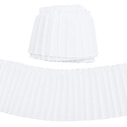 White 5 Yards Polyester Pleated Ribbon, Clothes Accessories, White, 3-1/4 inch(83mm)