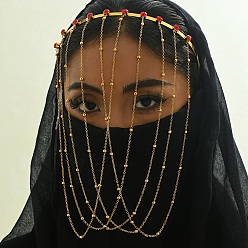 Красный Элегантные винтажные железные и стеклянные серьги-кисточки в ближневосточном стиле для женской вечеринки, золотые, красные, внутренний диаметр: 127 мм