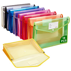 Mixed Color 18Pcs 9 Colors Rectangle PP Plastic File Pockets, Folder Bag, Office Supply, Mixed Color, 250x335x7~55mm, 2pcs/color