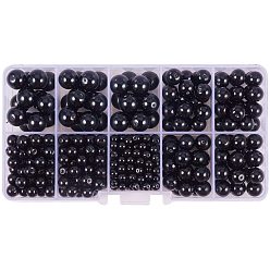 Черный Круглая бусина из экологически чистого окрашенного стекла с жемчугом, чёрные, 4~10 мм, отверстия: 0.7 мм, 416 шт / коробка