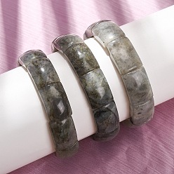 Labradorite Rectangle Natural Labradorite Beaded Stretch Bracelets for Women Men, Inner Diameter: 2.44 inch(6.2cm)