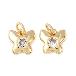 Настоящее золото 18K Латунные микро проложить кубического циркония подвески, бабочки прелести, без кадмия и без свинца, стойки покрытие, долговечный, с целью перехода в кольце, реальный 18 k позолоченный, 8.5x8x2 мм, отверстие : 2.5 мм