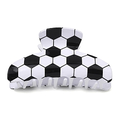 Черный Пластиковые заколки-крабики из ПВХ для женщин и девочек, Футбол, чёрные, 48x94x38 мм