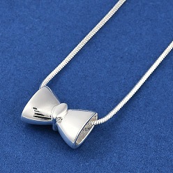 Платинированный Ожерелья с подвеской из латуни с бантом, змеиные ожерелья для женщин, Реальная платина, 16.54 дюйм (42 см)