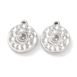 Stainless Steel Color Non-Tarnish 304 Stainless Steel Pendant Rhinestone Settings, Flat Round, Stainless Steel Color, 16x13.5x2.5mm, Hole: 1.2mm, Fit for 2.5mm Rhinestone