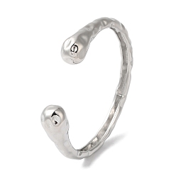 Платина Латунные текстурированные открытые браслеты-манжеты с покрытием стойки, без кадмия и без свинца, долговечный, платина, внутренний диаметр: 2-3/8 дюйм (5.99 см), 11.6 мм