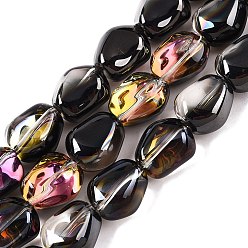 Черный Стеклянные бусины с гальваническим покрытием , самородки, чёрные, 12x10.5x7.5 мм, отверстие : 1 мм, около 50 шт / нитка, 23.62'' (60 см)