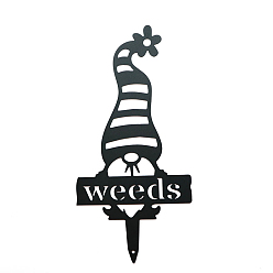 Черный Этикетка для сорняков, Металлический садовый кол гнома/гнома на тему Хэллоуина, грунтовая вставка декор, чёрные, 300x145 мм