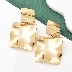 Настоящее золото 18K 304 квадратные серьги-гвоздики из нержавеющей стали, ионное покрытие (ip), реальный 18 k позолоченный, 40.5x22 мм