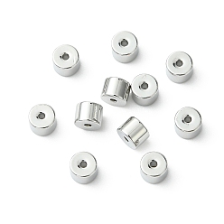 Real Platinum Plated SHEGRACE Brass Beads, Cadmium Free & Nickel Free & Lead Free, Column, Real Platinum Plated, 4x3mm, Hole: 0.9mm