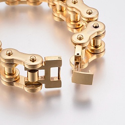 Golden Men's 201 Stainless Steel Bracelets, Motorcycle Chain Bracelets, Golden, 9 inch(230mm), 15x7.5mm