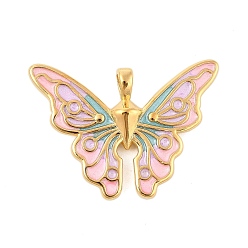 Настоящее золото 18K 304 нержавеющей стальной эмали подвески, бабочки прелести, ионное покрытие (ip), реальный 18 k позолоченный, 25.5x35x5.5 мм, отверстие : 4x3 мм