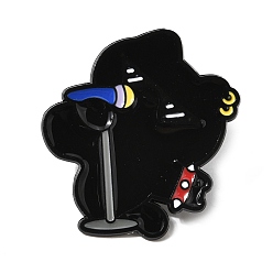 Musical Instruments Эмалированные значки с котом-музыкантом, Значок из черного сплава для рюкзака для одежды, чёрные, вокалист, 31.5x28 мм