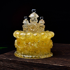 Желтый Кварц Чаша для размагничивания смолы, с натуральным желтым кварцем внутри статуй замка для украшения домашнего офиса, 100x60x110 мм