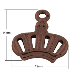 Красная Медь Подвески из сплава в тибетском стиле, без кадмия, без никеля и без свинца, корона, Красная медь, 14x12x2 мм, отверстие : 1 мм
