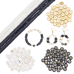 Gemischte Farbe 5 Stile: flache, runde, handgefertigte Polymer-Ton- und Acrylperlen, metallummantelt & Abstandshalter & Plattierung, horizontales Loch, gemischten Buchstaben, Gemischte Farbe, 7~8x0.5~4 mm, Bohrung: 1.8~2 mm