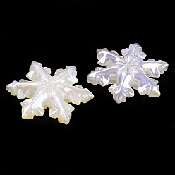 Neige Perles acryliques imitation coquillage, flocon de neige, neige, 31x27x8mm, Trou: 1mm