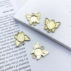 Oro Conector de aleación de cabujón, mariposa, dorado, Bandeja: 10 mm, 17.5x18 mm, 10 PC / sistema