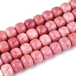 Индийский Красный Нити из окрашенных стеклянных бусин с эффектом омбре, имитация нефрита, баррель, Индийская красная, 10~10.5x8~8.5 мм, отверстие : 1~1.4 мм, около 87~93 шт / нитка, 29.33~31.30 дюйм (74.5~79.5 см)