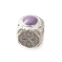 Лиловый 925 бусины из стерлингового серебра с эмалью, серебристый цвет патед, кубические, сирень, 5.5x4.5x4.5 мм, отверстие : 1.6 мм