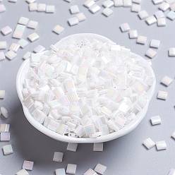 (TL471) White Pearl AB MIYUKI TILA Beads, Japanese Seed Beads, 2-Hole, (TL471) White Pearl AB, 5x5x1.9mm, Hole: 0.8mm, about 5900pcs/500g