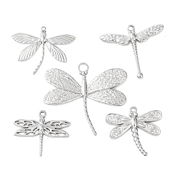 Нержавеющая Сталь Цвет 5 шт. 304 подвески из нержавеющей стали, очарование стрекозы, цвет нержавеющей стали, 25~40x30~44x2~3 мм, отверстие : 1.6~4 мм