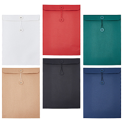 Mixed Color 6Pcs 6 Colors Paper Envelope File Folder, Rectangle, Mixed Color, 330x241x2mm, 1pc/color