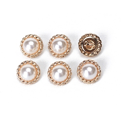 Золотой Кнопки сплава хвостовиком, с пластиковыми бусинами из искусственного жемчуга, полукруглый, золотые, 11 мм