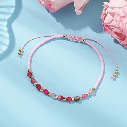 Натуральный Агат Браслеты из бисера из натурального агата, круглые, с латунью и бисером, внутренний диаметр: 3-1/4~5-1/4 дюйм (8.4~13.5 см)