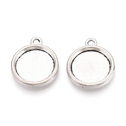 Античное Серебро Сеттинги для кабошонов или кулона, сплав, тибетский стиль , односторонний, без кадмия и без свинца, плоско-круглые, античное серебро, лоток : 15.5 мм, 23.5x19.5x2.5 мм, отверстие : 2.2 мм