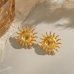 Золотой Солнце 304 серьги-гвоздики из нержавеющей стали, золотые, 25.5 мм