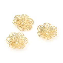 Золотой 6 -лепестковые латунные причудливые колпачки для бус., долговечный, цветок, золотые, 28x5 мм, отверстие : 2 мм