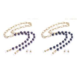 Bleu De Prusse Chaînes de lunettes en aluminium, tour de cou pour lunettes, avec Shell perles de nacre, 304 fermoirs à pince de homard en acier inoxydable et extrémités en caoutchouc, or, null, 29.9 pouce (76 cm)
