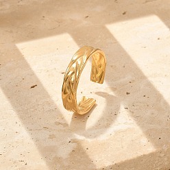 Настоящее золото 18K 304 открытые манжеты из нержавеющей стали для женщин, реальный 18 k позолоченный, 5 мм, регулируемый