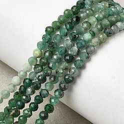 Изумруд Натуральные изумрудные бисерные пряди, круглые, граненые, 3 мм, отверстие : 0.5 мм, около 142 шт / нитка, 15.75'' (40 см)