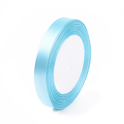 Голубой Односторонняя атласная лента, Полиэфирная лента, голубой, около 1/2 дюйма (12 мм) в ширину, 25yards / рулон (22.86 м / рулон), 250yards / группа (228.6 м / группа), 10 рулоны / группа