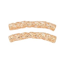 Настоящее золото 18K Полые латунные трубчатые бусины, без кадмия, без никеля и без свинца, изогнутая трубка, реальный 18 k позолоченный, 50x13.5x7.5 мм, отверстие : 5.5 мм