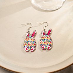 Разноцветный Пасхальные акриловые серьги-подвески, кролик, платина, красочный, 60x20 мм