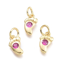 Средняя Орхидея Латунные микро проложить кубического циркония подвески, с целью перехода в кольце, детская ножка, реальный 18 k позолоченный, средне орхидеи, 10.5x6x2.2 мм, Кольцо: 5x0.8 mm, отверстие : 3 мм