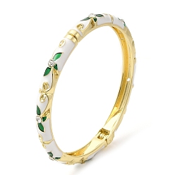 Белый Эмалевый браслет-цветок со стразами, шарнирный браслет из золотого цинкового сплава, белые, нет размера