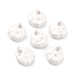 Серебро Латунные подвески, долговечный, матовые, плоско-круглые, неровный, серебряные, 14x4 мм, отверстие : 3.6 мм