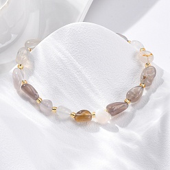 Серый агат Браслеты из натурального серого агата для женщин, самородки, с 201 фурнитурой из нержавеющей стали, 7-1/2 дюйм (19.2 см)