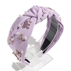 Сливовый Ткань ленты для волос, аксессуары для волос для женщин и девочек, с имитацией жемчужина бисера, слива, 170x125 мм