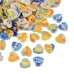 (52) Непрозрачная лаванда Кнопки фарфора 2-отверстие, сердце, разноцветные, 12x12x2.5 мм, отверстие : 1.6 мм