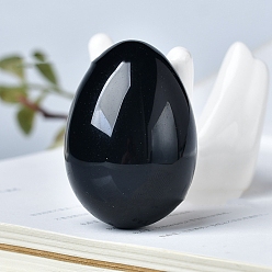 Обсидиан Резные фигурки целебных яиц из натурального обсидиана, Украшения из камня с энергией Рейки, 50x35 мм