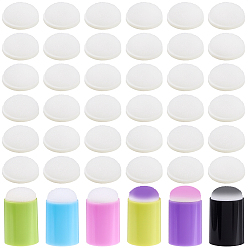 Mixed Color 30Pcs 6 Colors Plastic Finger Sponge Daubers for Painting, with 36Pcs Self-adhesive Sponge Head for Finger Painting, Mixed Color, 29.5x18.5mm, Inner Diameter: 16.5mm, 5pcs/color