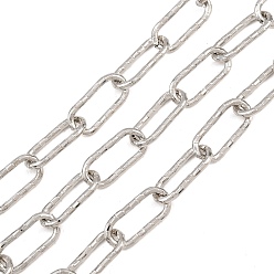 Platino Cadenas de clips de papel de latón martillado, sin soldar, con carrete, larga duración plateado, chapado en rack, sin plomo y el cadmio, Platino, 16.5x7.5x1.6 mm