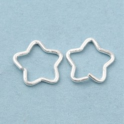 Серебро Латунные открытые соединительные кольца, без кадмия, без никеля и без свинца, Звездные кольца, серебряные, 24 датчик, 8x8x0.5 мм, внутренний диаметр: 6 мм